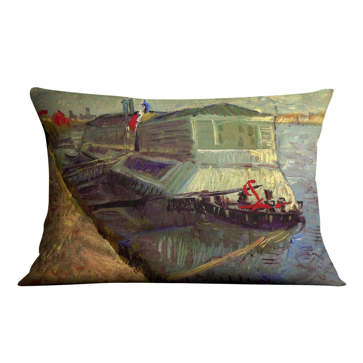 Bathing Float on the Seine at Asniere by Van Gogh Cushion