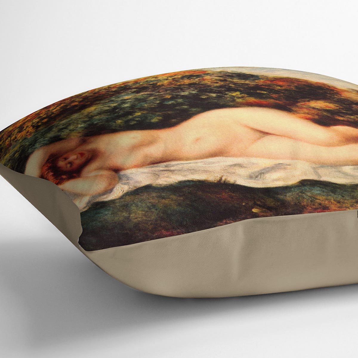 Bathing sleeping the baker by Renoir Cushion