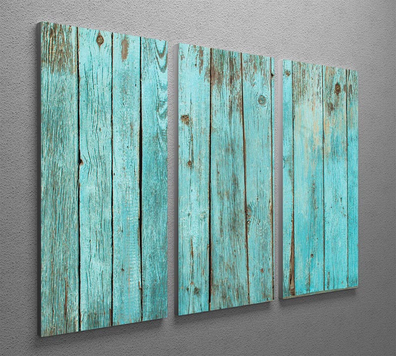 Battered old wooden blue 3 Split Panel Canvas Print - Canvas Art Rocks - 2