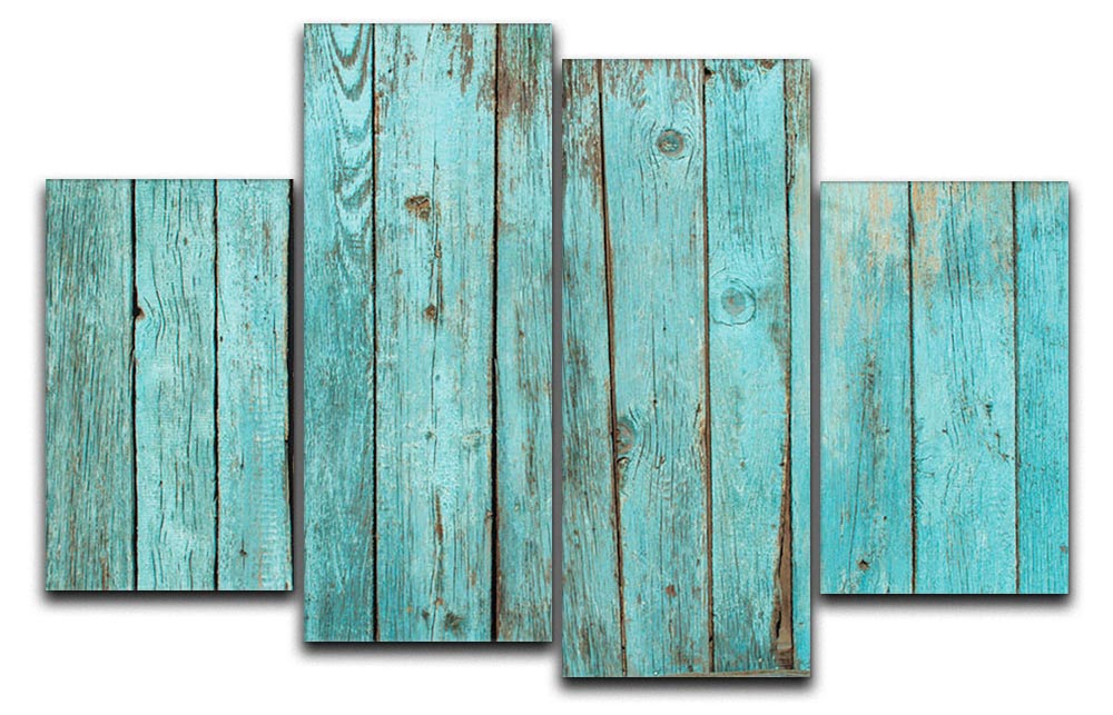 Battered old wooden blue 4 Split Panel Canvas - Canvas Art Rocks - 1