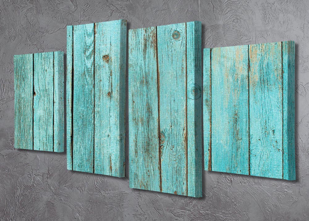 Battered old wooden blue 4 Split Panel Canvas - Canvas Art Rocks - 2