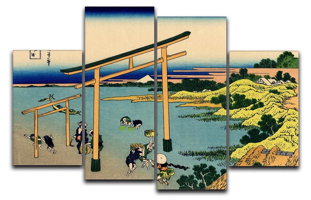 Bay of Noboto by Hokusai 4 Split Panel Canvas  - Canvas Art Rocks - 1