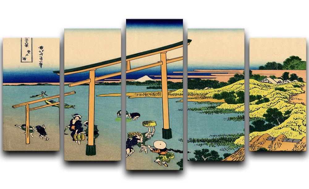 Bay of Noboto by Hokusai 5 Split Panel Canvas  - Canvas Art Rocks - 1