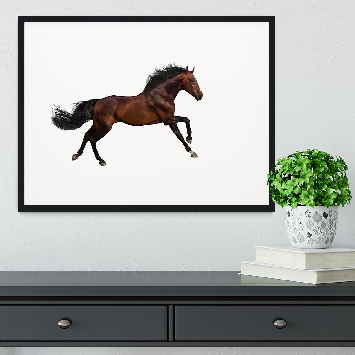 Bay stallion run Framed Print - Canvas Art Rocks - 1