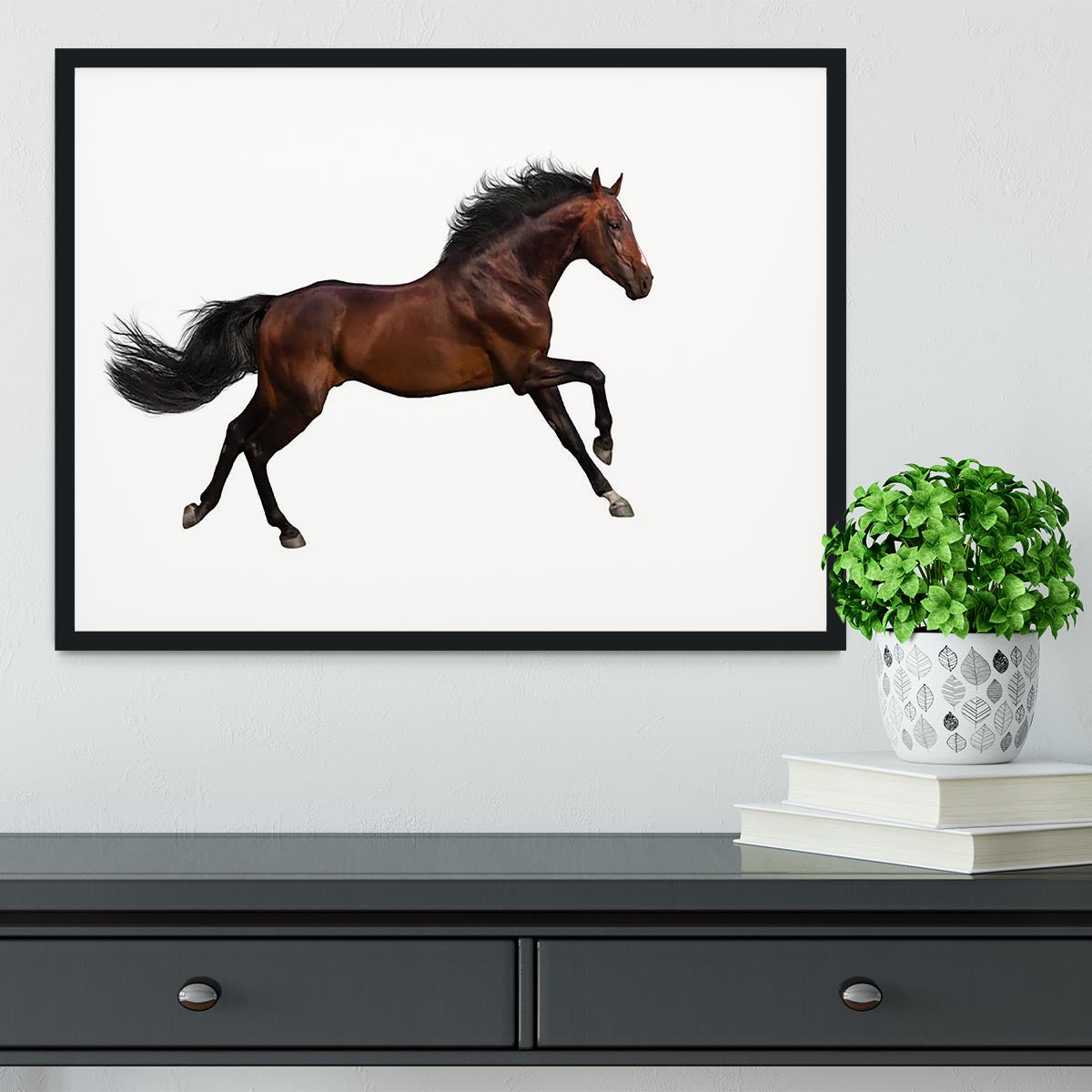 Bay stallion run Framed Print - Canvas Art Rocks - 2