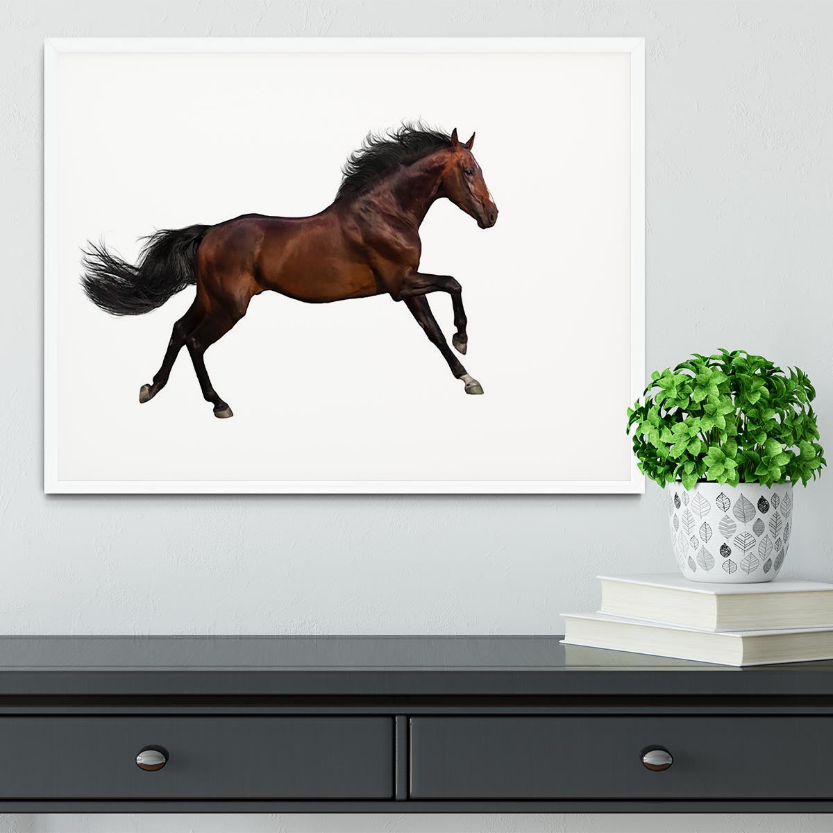 Bay stallion run Framed Print - Canvas Art Rocks -6