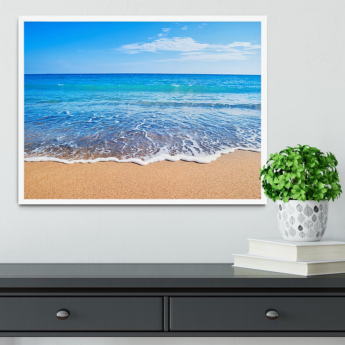 Beach Waves Framed Print - Canvas Art Rocks -6