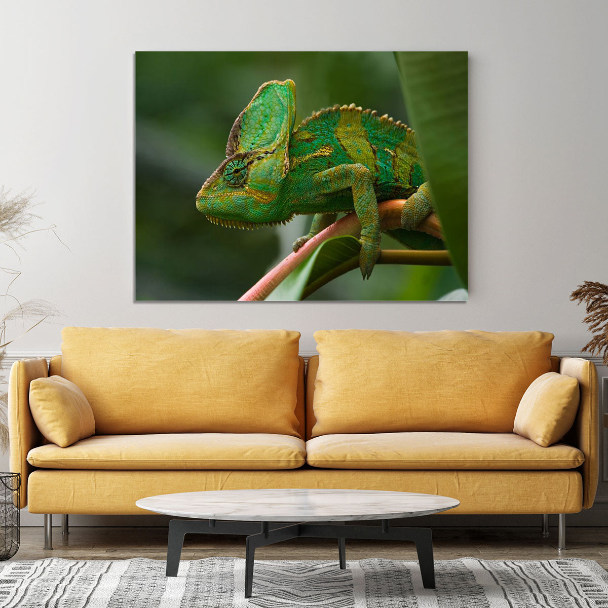 Beaitiful green Jemen chameleon Canvas Print or Poster - Canvas Art Rocks - 4