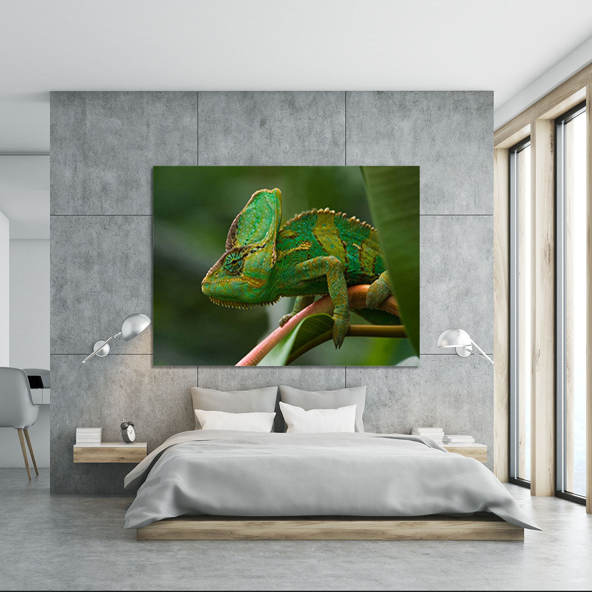 Beaitiful green Jemen chameleon Canvas Print or Poster - Canvas Art Rocks - 5