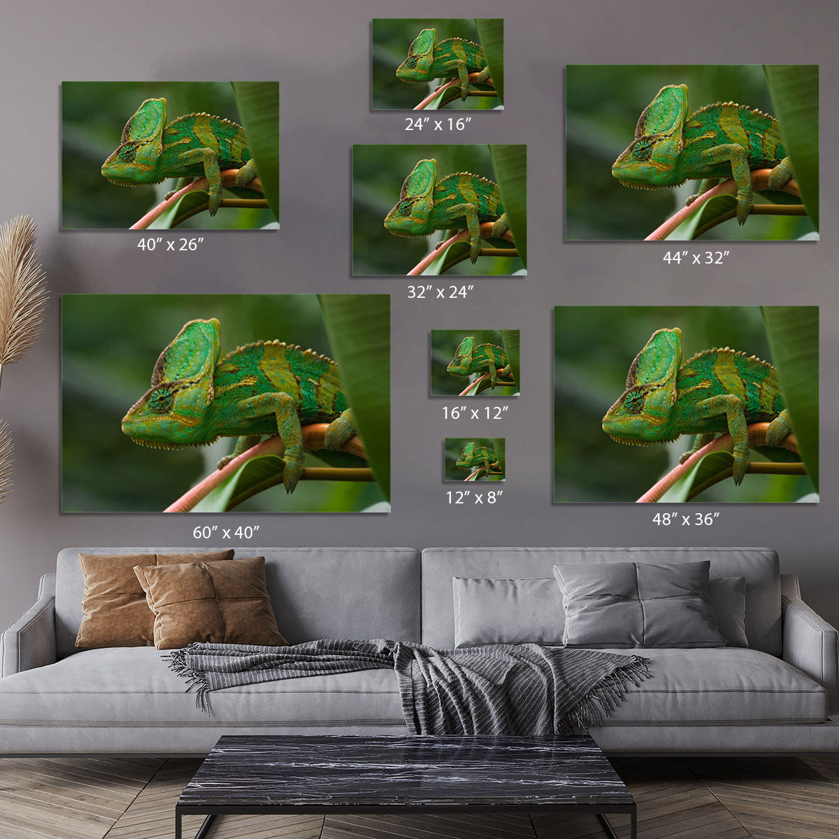 Beaitiful green Jemen chameleon Canvas Print or Poster - Canvas Art Rocks - 7