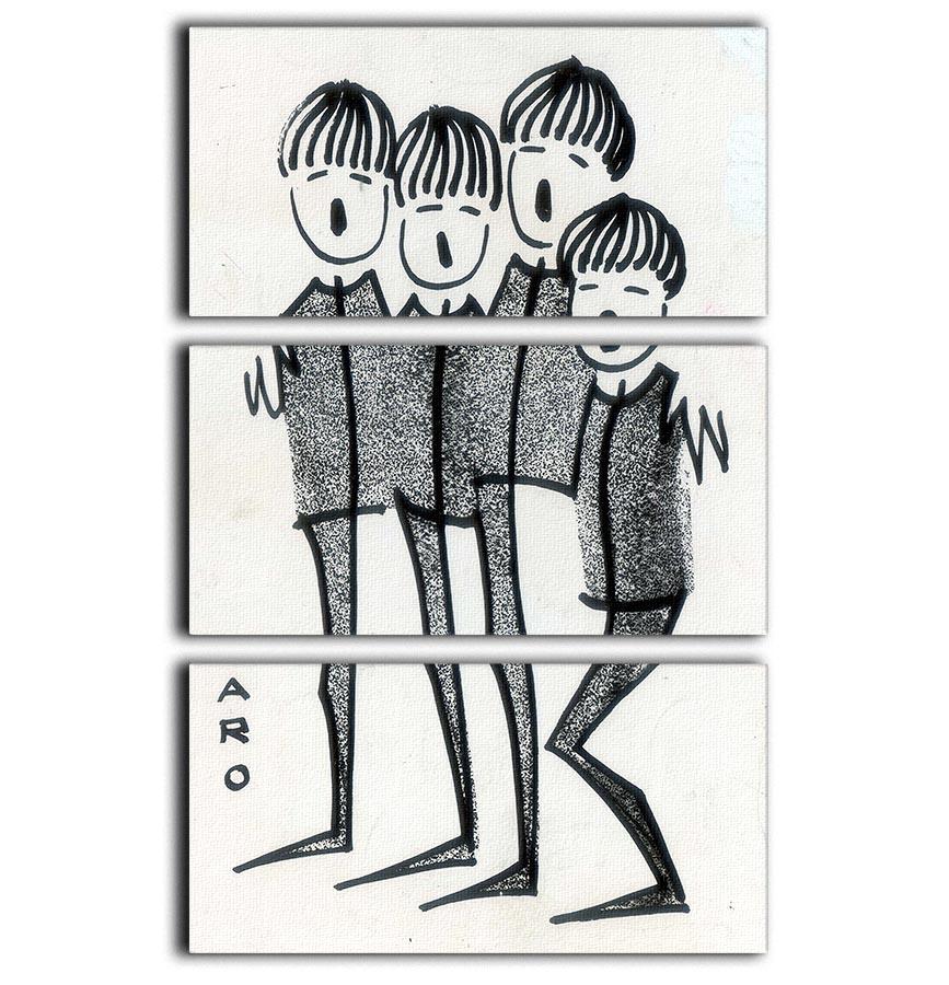 Beatles cartoon by Haro 3 Split Panel Canvas Print - Canvas Art Rocks - 1