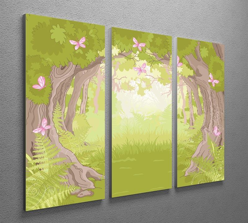 Beautiful Glade in the Magic forest 3 Split Panel Canvas Print - Canvas Art Rocks - 2