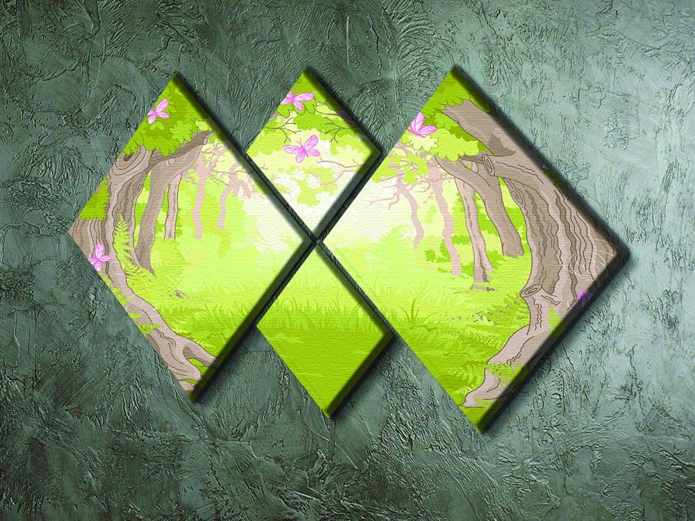 Beautiful Glade in the Magic forest 4 Square Multi Panel Canvas - Canvas Art Rocks - 2