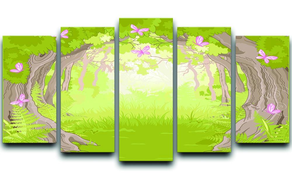 Beautiful Glade in the Magic forest 5 Split Panel Canvas  - Canvas Art Rocks - 1