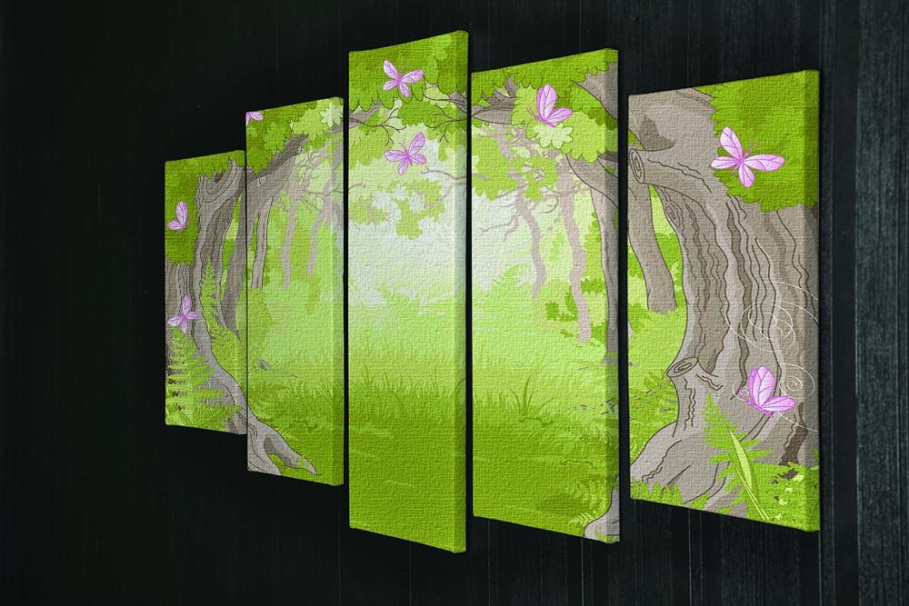 Beautiful Glade in the Magic forest 5 Split Panel Canvas - Canvas Art Rocks - 2