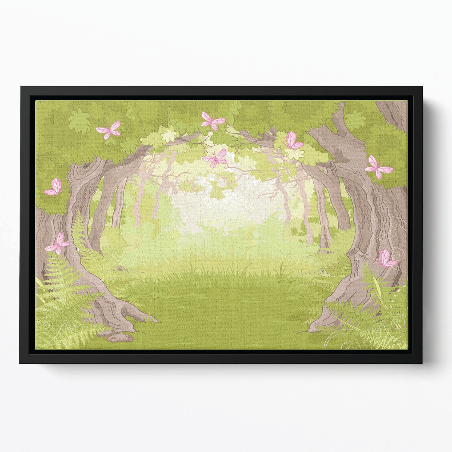 Beautiful Glade in the Magic forest Floating Framed Canvas