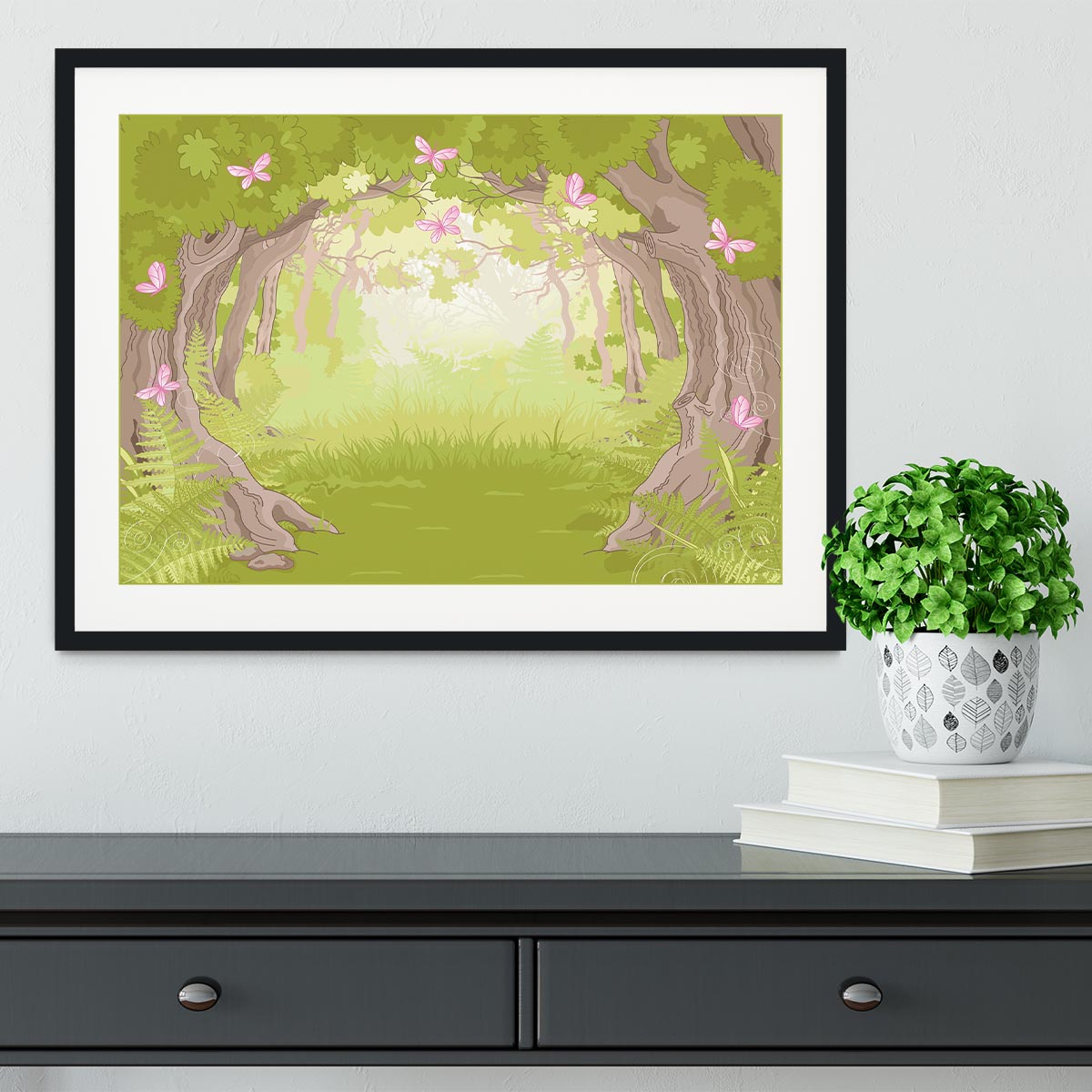 Beautiful Glade in the Magic forest Framed Print - Canvas Art Rocks - 1