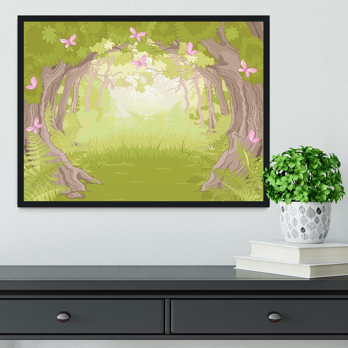 Beautiful Glade in the Magic forest Framed Print - Canvas Art Rocks - 2