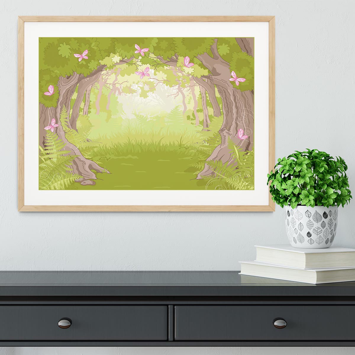 Beautiful Glade in the Magic forest Framed Print - Canvas Art Rocks - 3