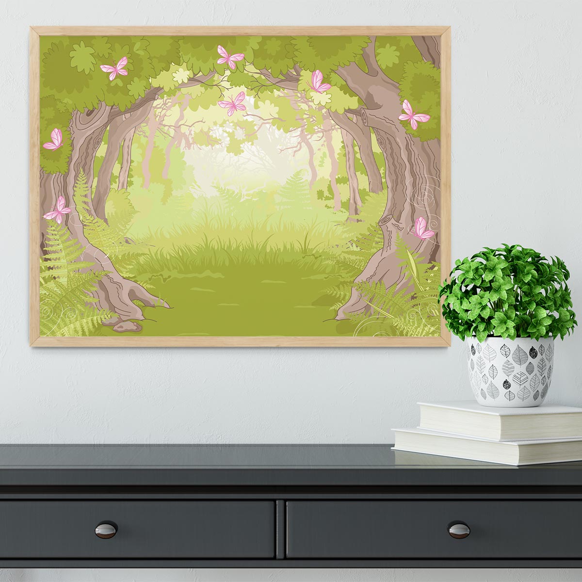 Beautiful Glade in the Magic forest Framed Print - Canvas Art Rocks - 4