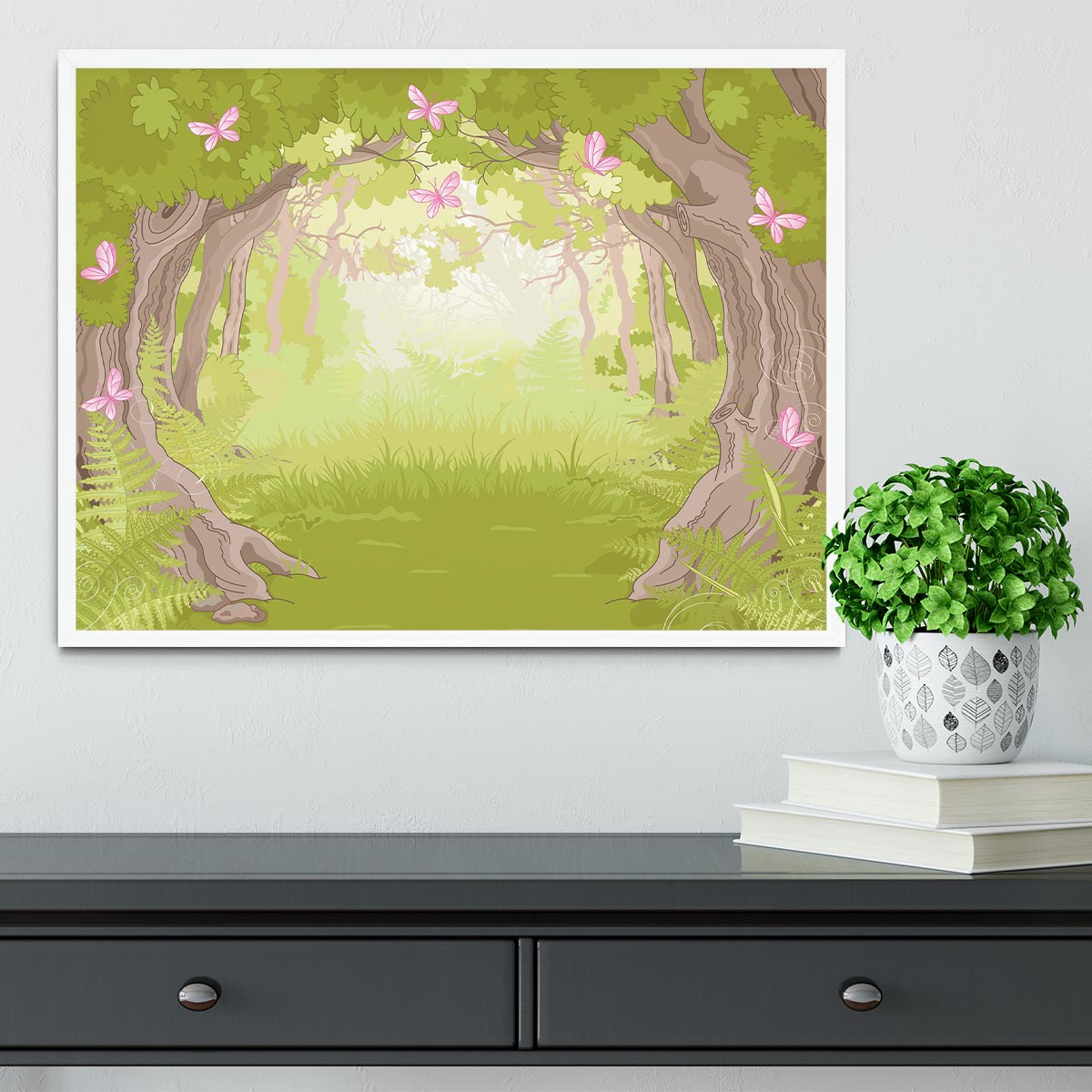 Beautiful Glade in the Magic forest Framed Print - Canvas Art Rocks -6