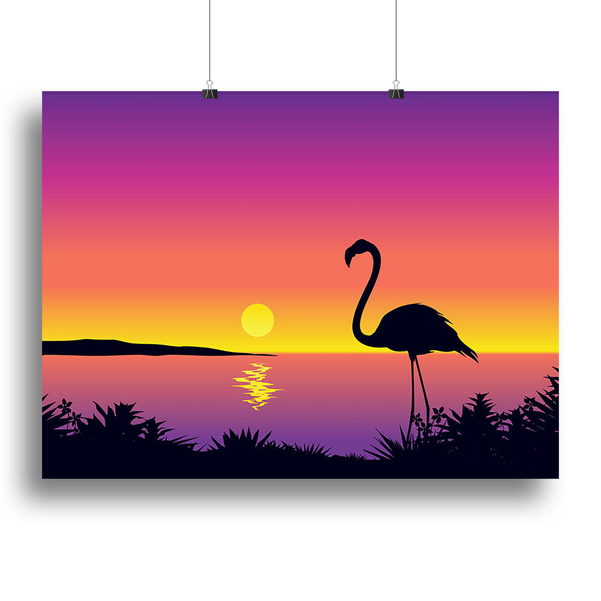 Beautiful coastline view with flamingo Canvas Print or Poster - Canvas Art Rocks - 2