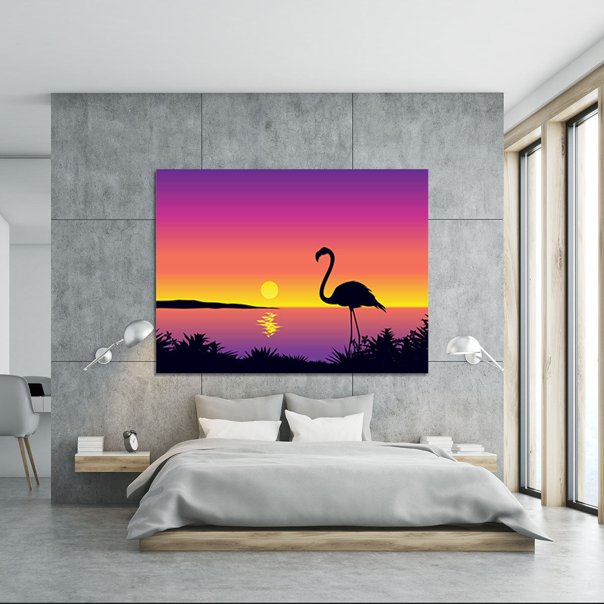 Beautiful coastline view with flamingo Canvas Print or Poster - Canvas Art Rocks - 5
