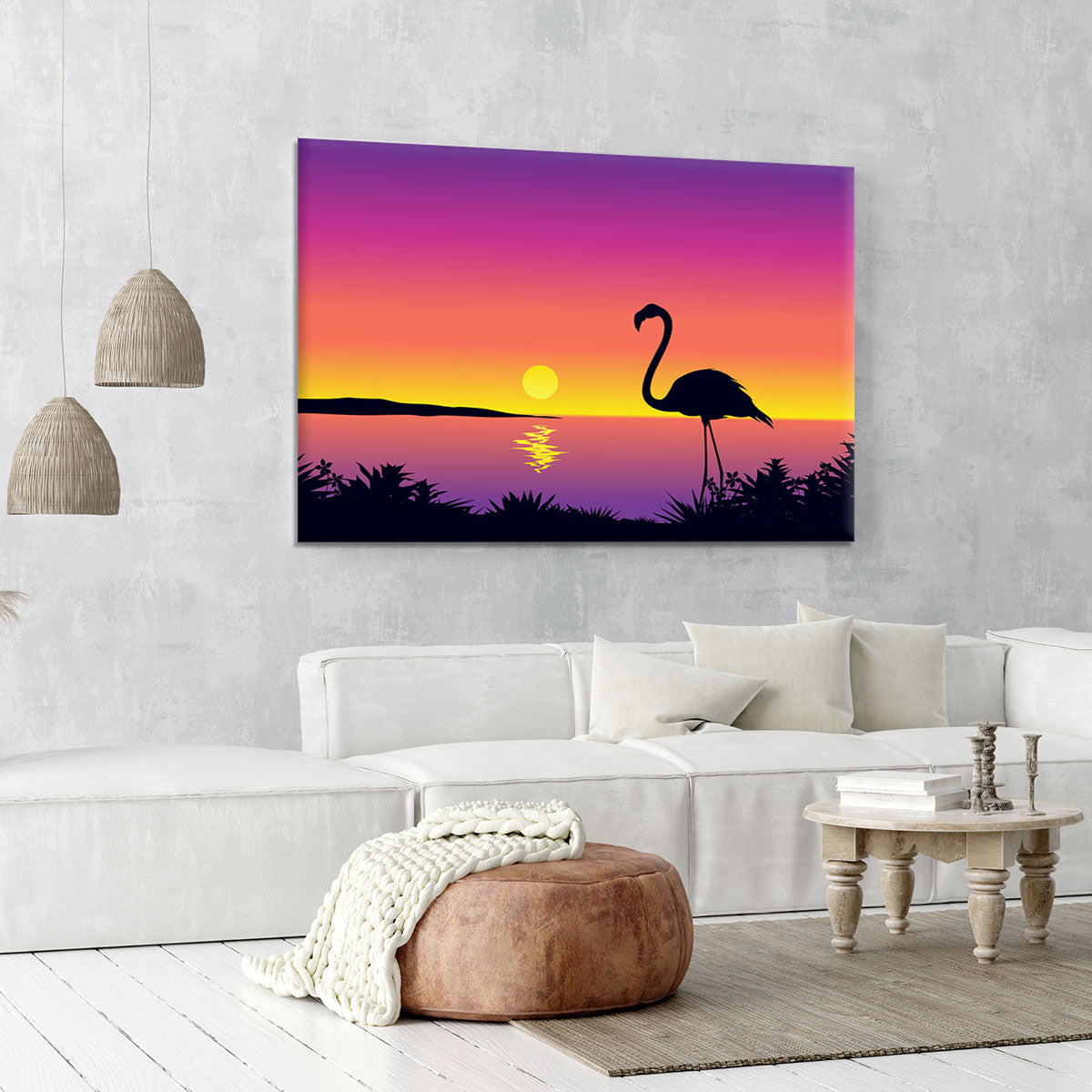 Beautiful coastline view with flamingo Canvas Print or Poster - Canvas Art Rocks - 6