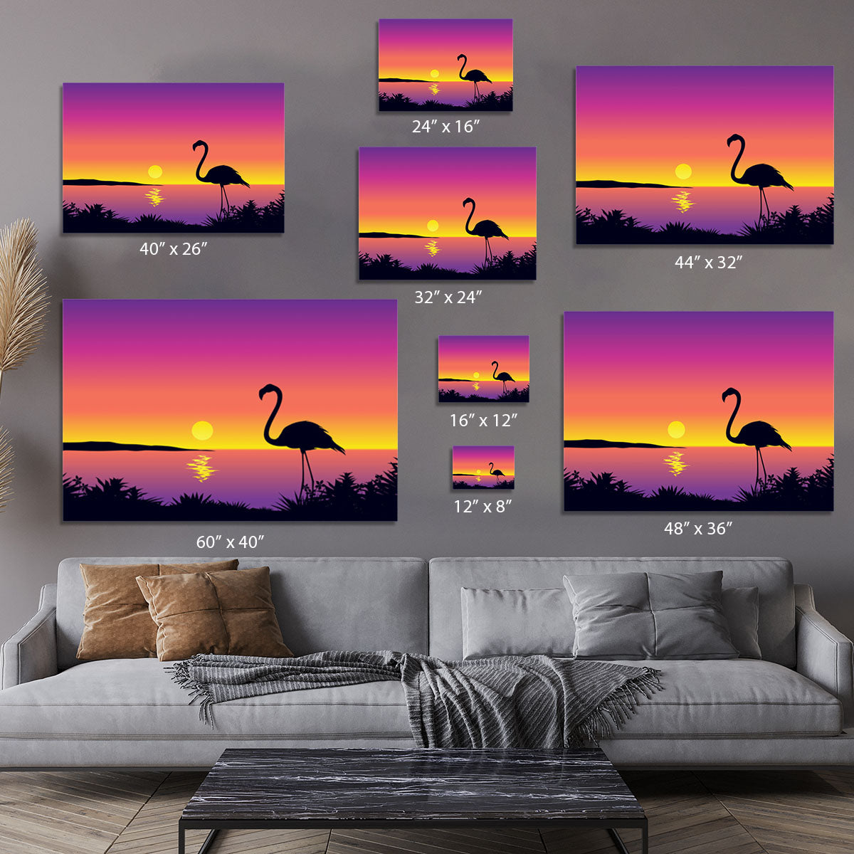 Beautiful coastline view with flamingo Canvas Print or Poster - Canvas Art Rocks - 7