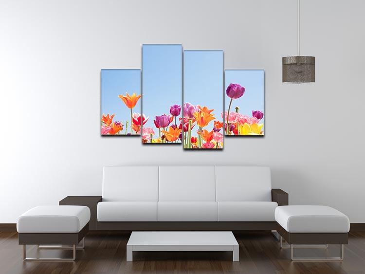 Beautiful coloured flowers 4 Split Panel Canvas  - Canvas Art Rocks - 3
