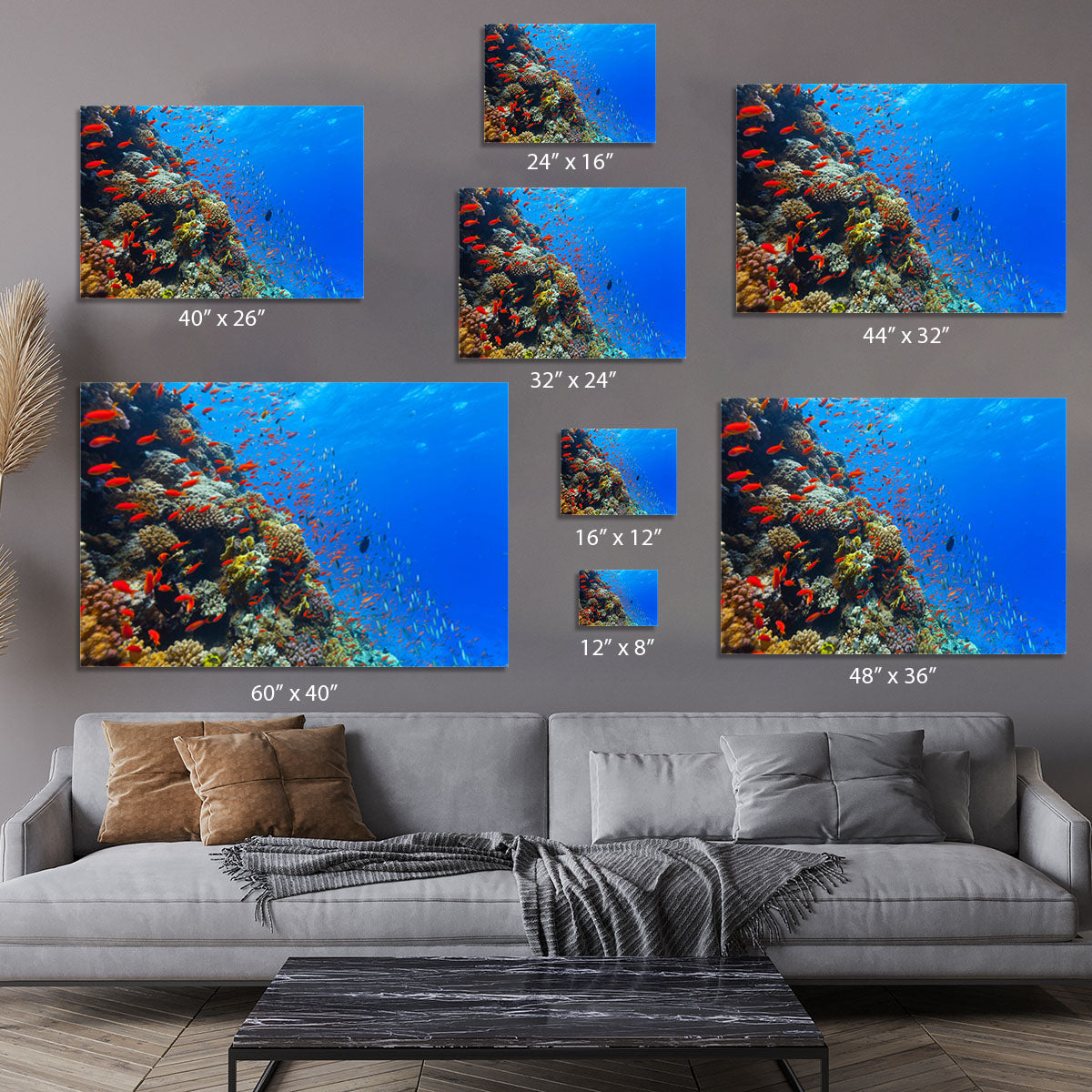 Beautiful coral reef with fish in Red sea Canvas Print or Poster - Canvas Art Rocks - 7