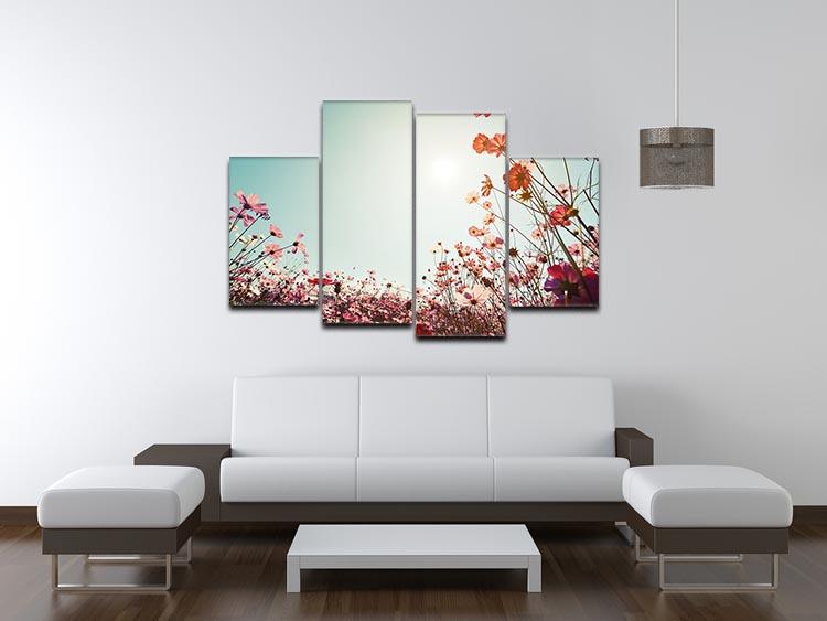 Beautiful cosmos flower field 4 Split Panel Canvas  - Canvas Art Rocks - 3