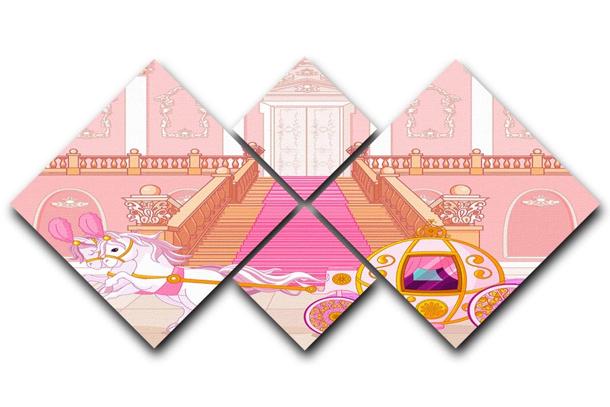 Beautiful fairytale pink carriage 4 Square Multi Panel Canvas  - Canvas Art Rocks - 1