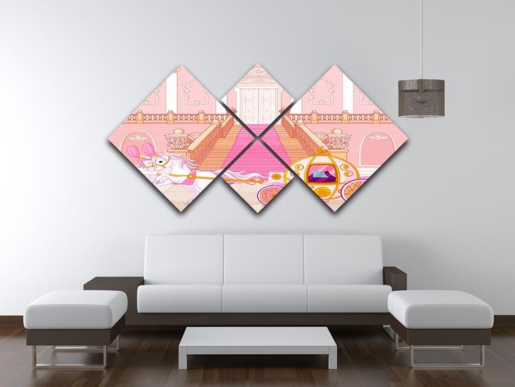 Beautiful fairytale pink carriage 4 Square Multi Panel Canvas - Canvas Art Rocks - 3