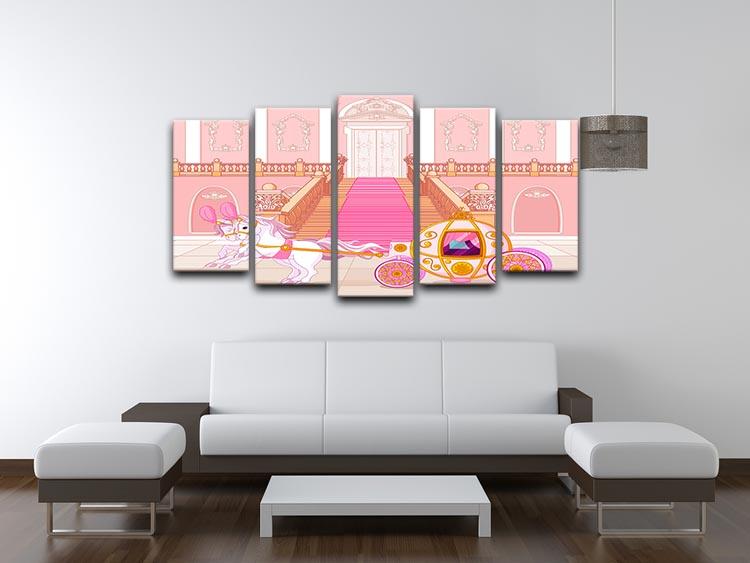 Beautiful fairytale pink carriage 5 Split Panel Canvas - Canvas Art Rocks - 3