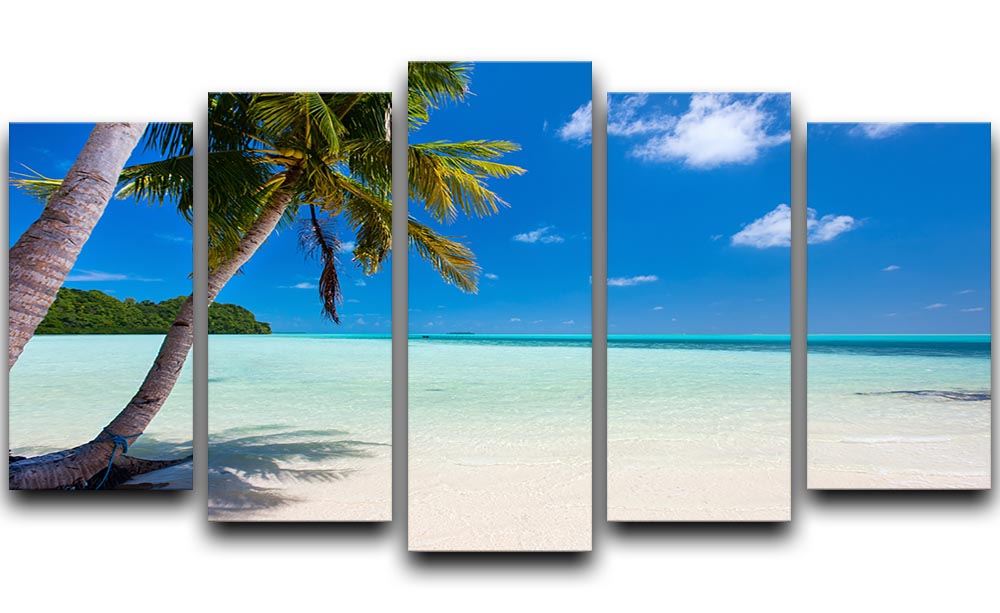Beautiful tropical beach with palm trees 5 Split Panel Canvas - Canvas Art Rocks - 1