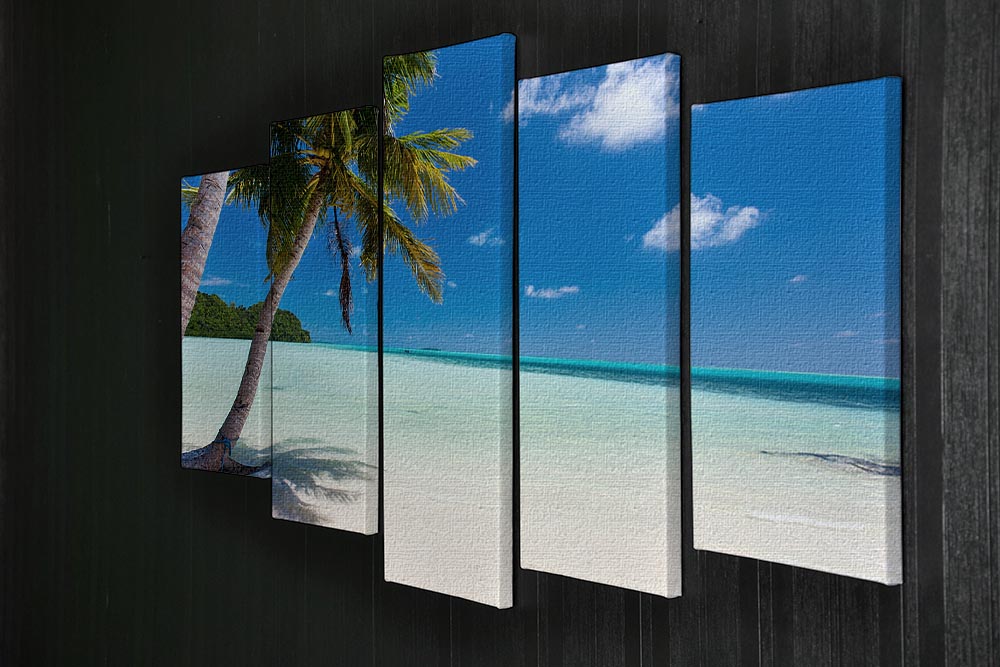Beautiful tropical beach with palm trees 5 Split Panel Canvas - Canvas Art Rocks - 2