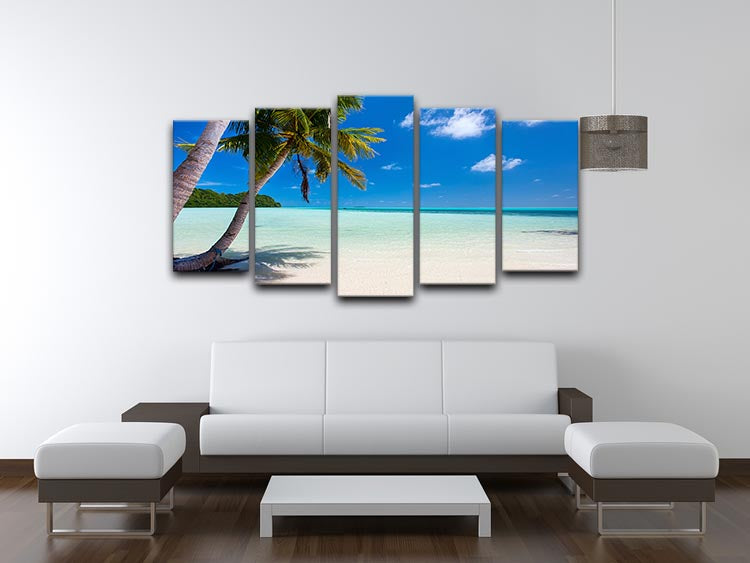 Beautiful tropical beach with palm trees 5 Split Panel Canvas - Canvas Art Rocks - 3