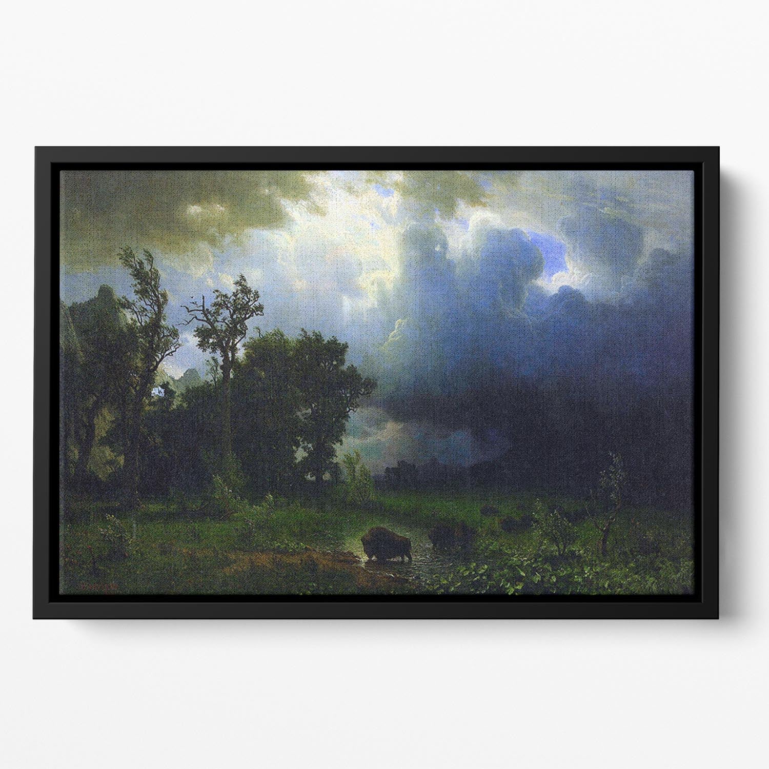 Before the Storm by Bierstadt Floating Framed Canvas - Canvas Art Rocks - 2
