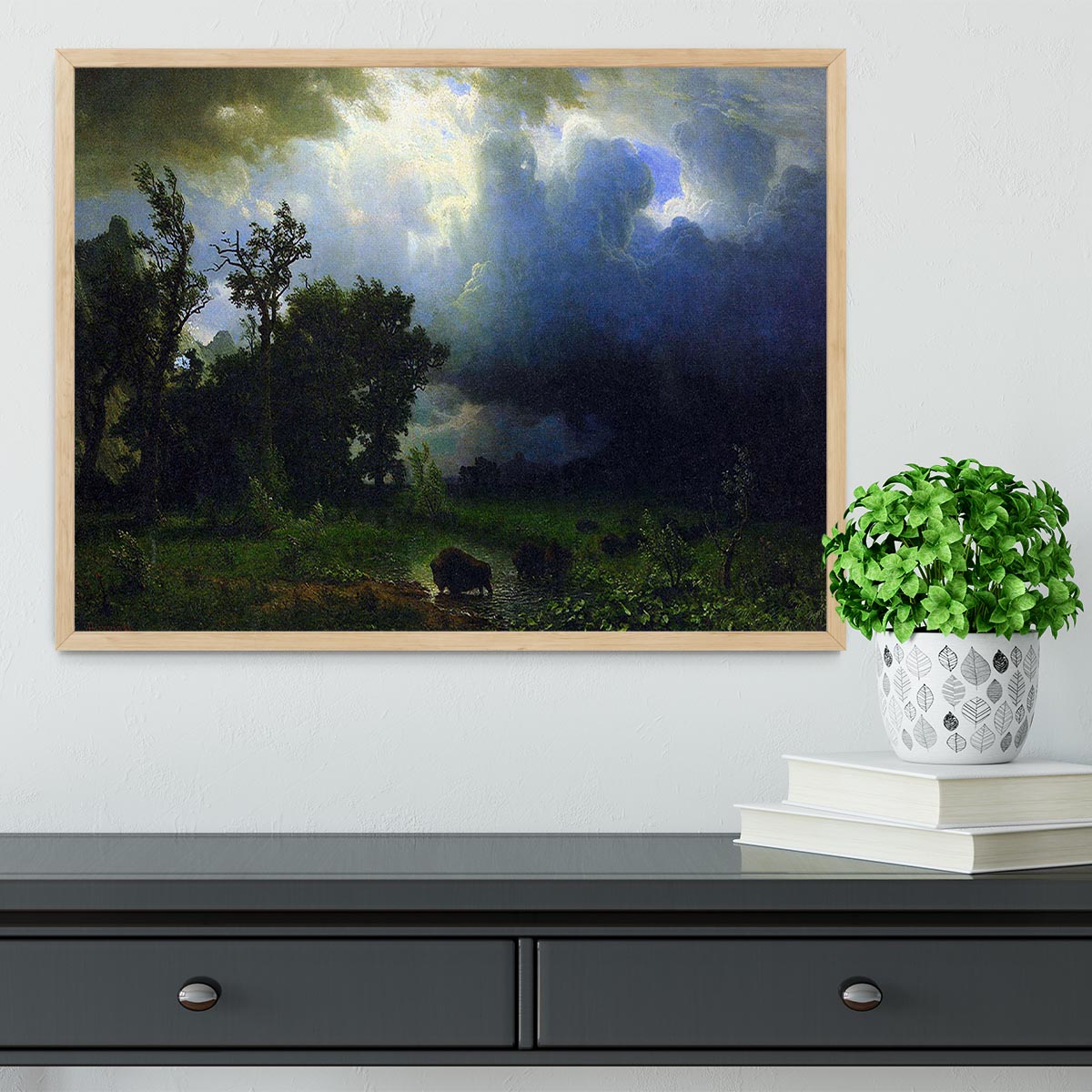 Before the Storm by Bierstadt Framed Print - Canvas Art Rocks - 4