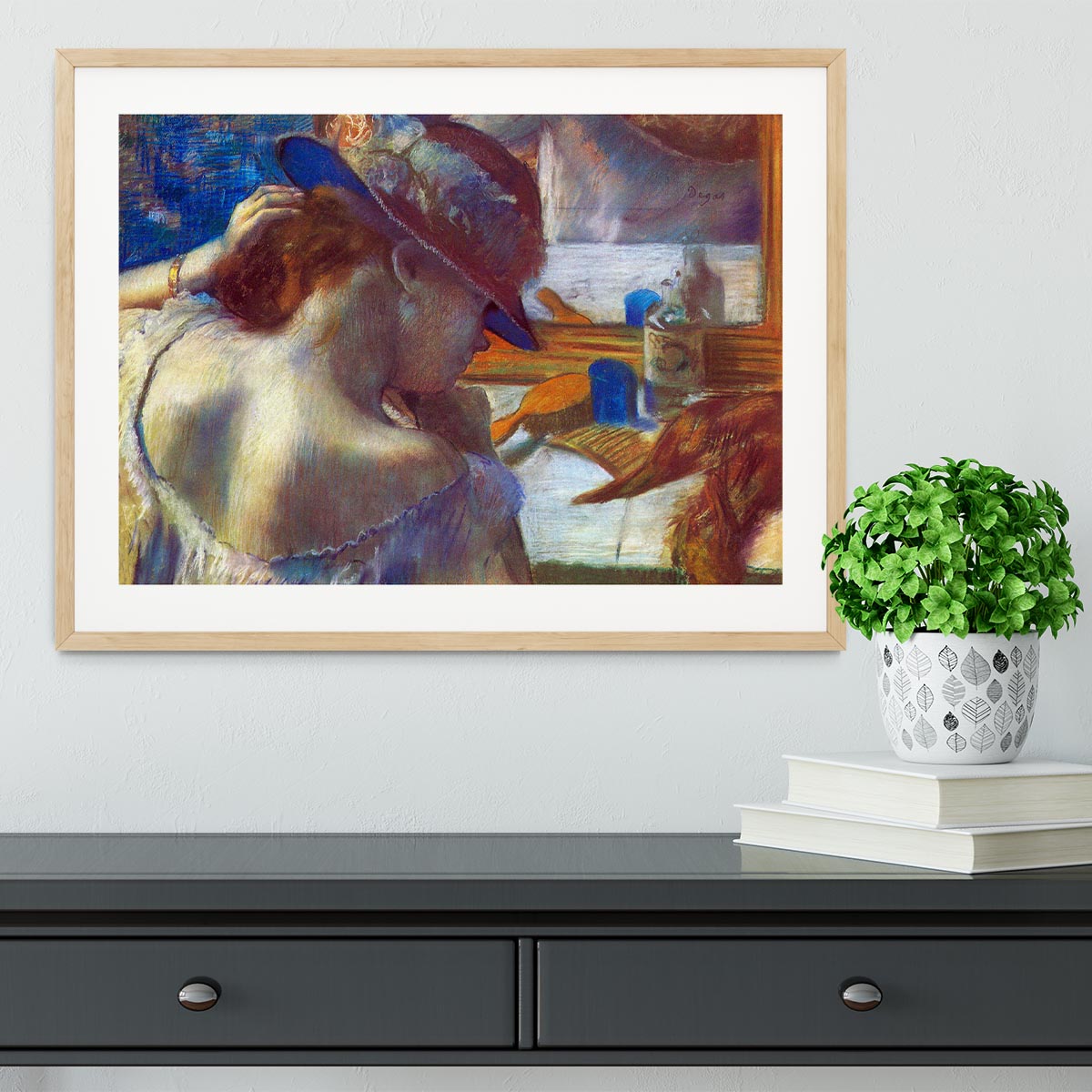 Before the mirror by Degas Framed Print - Canvas Art Rocks - 3
