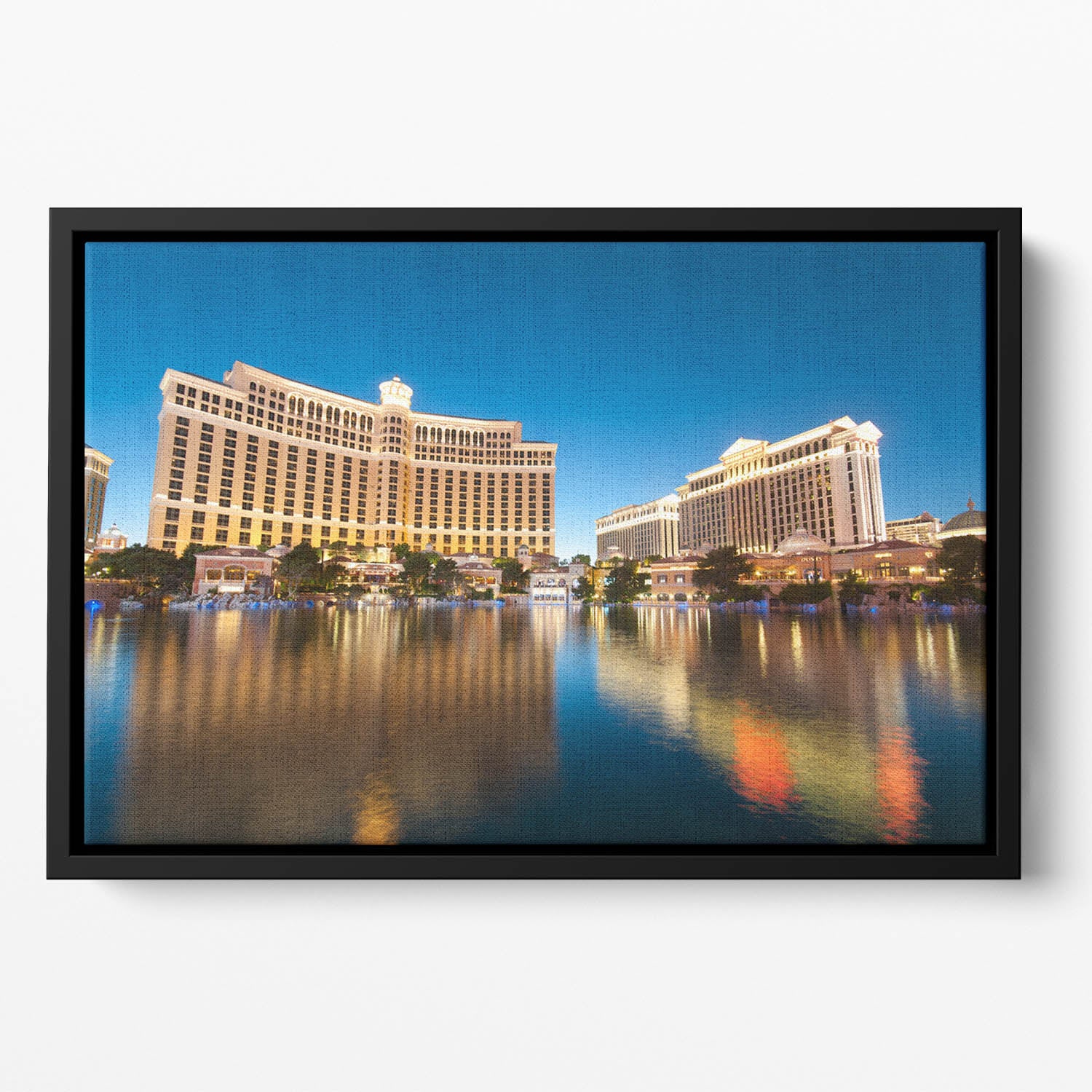 Bellagio Hotel Casino during sunset Floating Framed Canvas