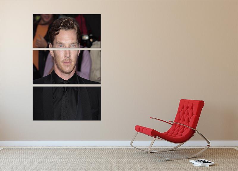 Benedict Cumberbatch in black 3 Split Panel Canvas Print - Canvas Art Rocks - 2