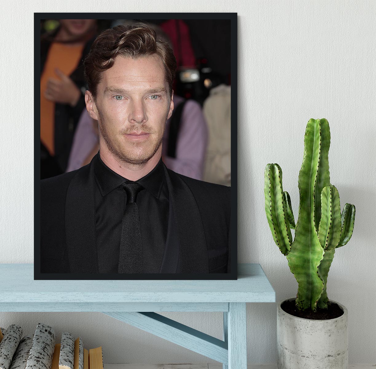 Benedict Cumberbatch in black Framed Print - Canvas Art Rocks - 2