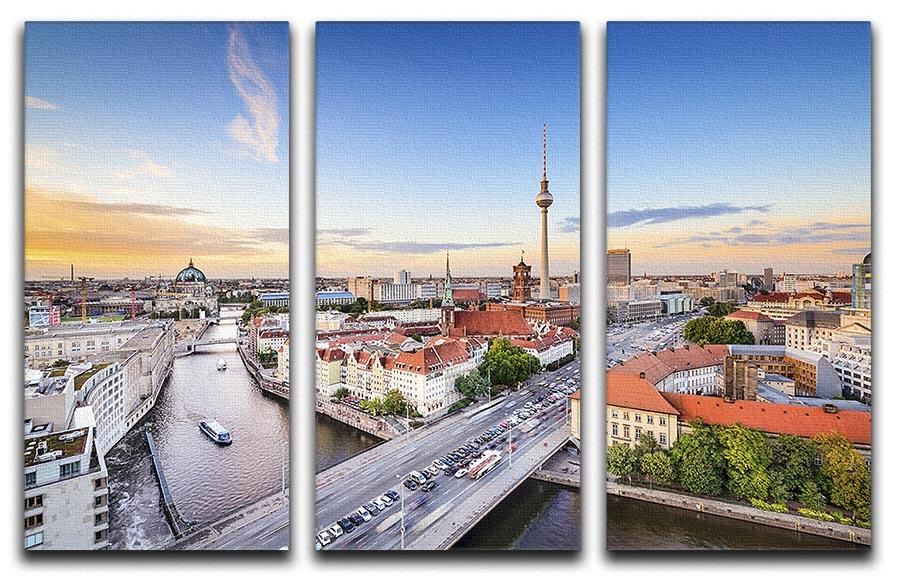 Berlin skyline on the Spree River 3 Split Panel Canvas Print - Canvas Art Rocks - 1
