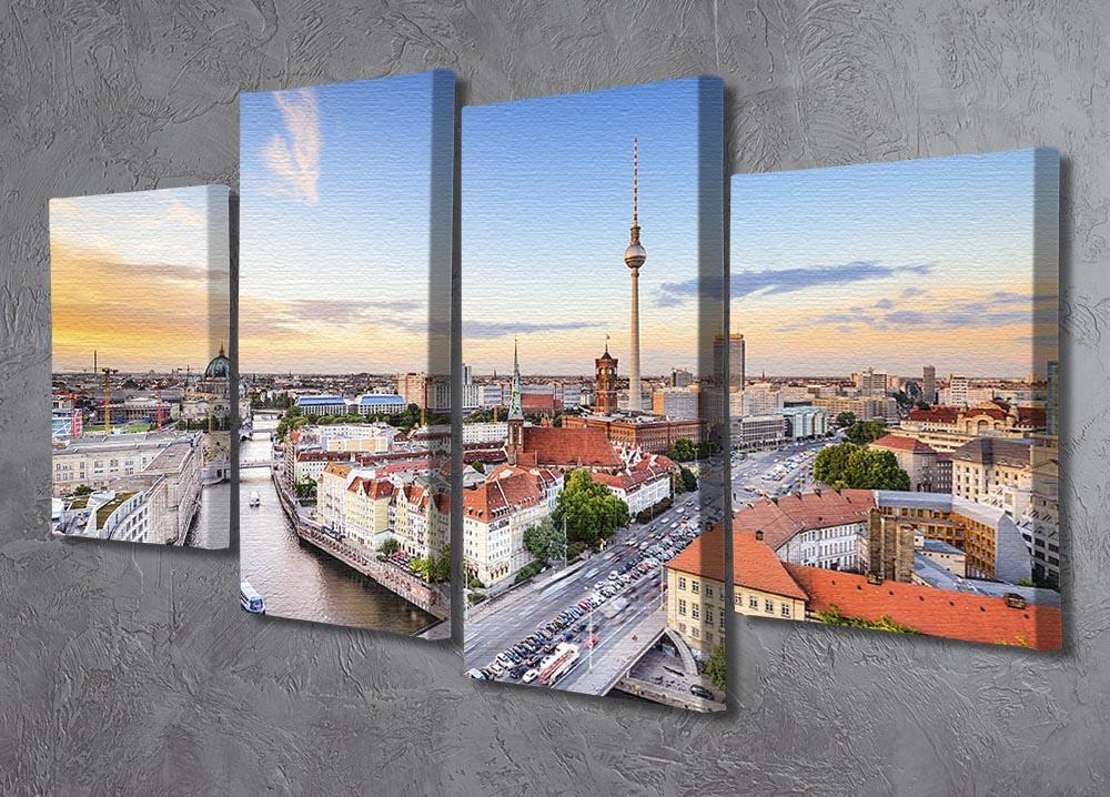 Berlin skyline on the Spree River 4 Split Panel Canvas  - Canvas Art Rocks - 2