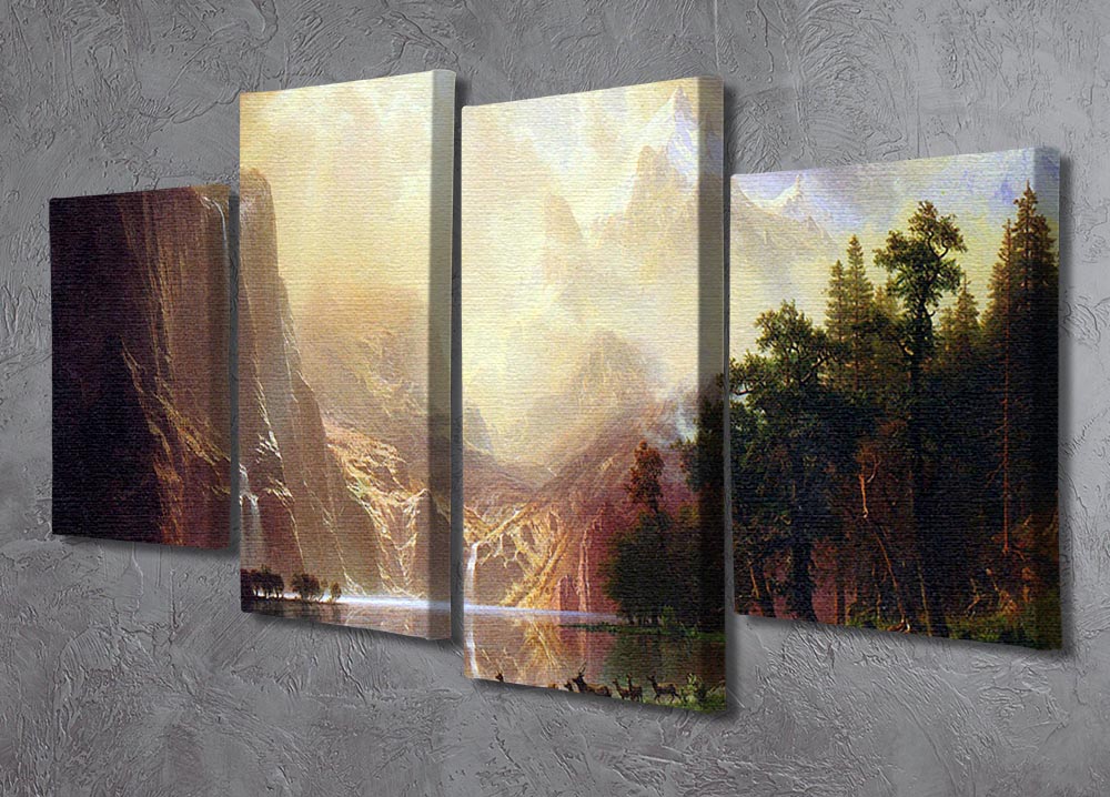 Between the Sierra Nevada Mountains by Bierstadt 4 Split Panel Canvas - Canvas Art Rocks - 2