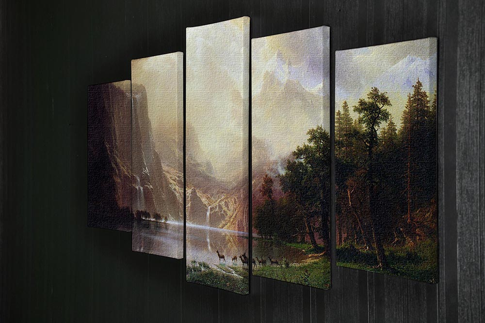 Between the Sierra Nevada Mountains by Bierstadt 5 Split Panel Canvas - Canvas Art Rocks - 2