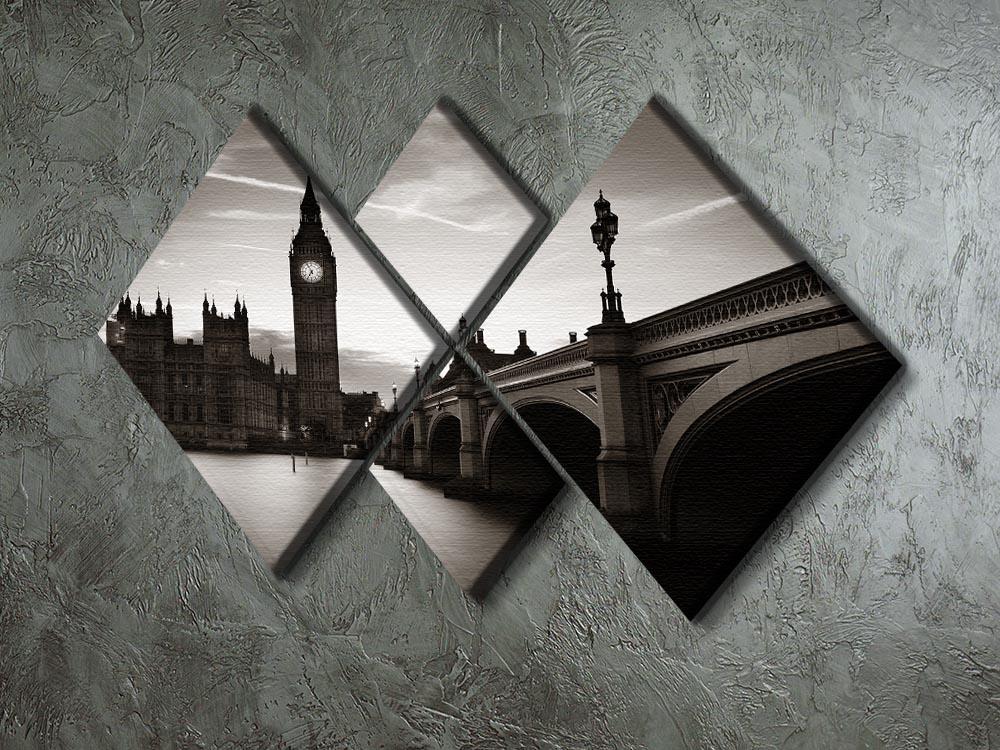 Big Ben and House of Parliament dusk panorama 4 Square Multi Panel Canvas  - Canvas Art Rocks - 2