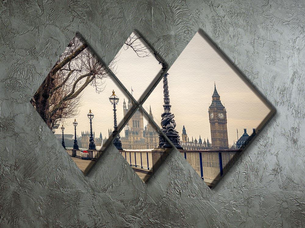 Big Ben and Houses of parliament 4 Square Multi Panel Canvas  - Canvas Art Rocks - 2